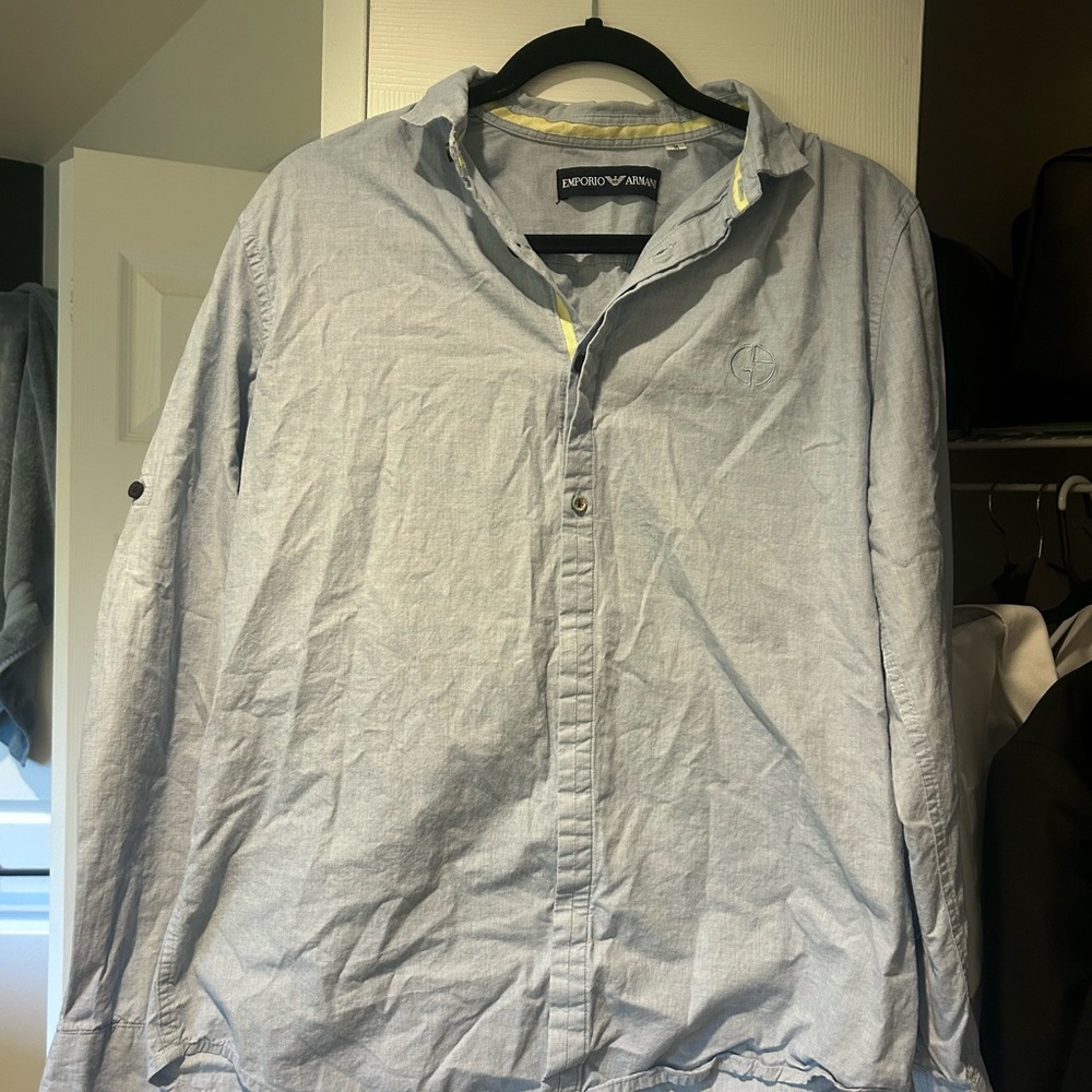 Emporio Armani Blue Casual Button Down Shirt